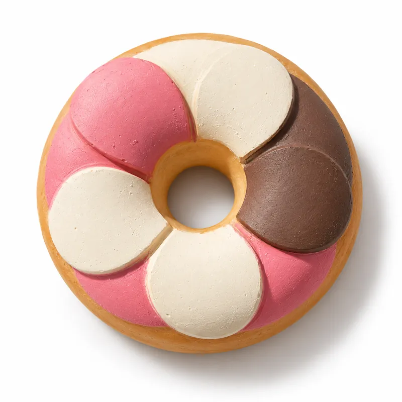 Multicolor hand-painted Petal Swirl Donut plaster craft example on white