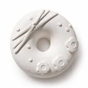 Unpainted Garden Sprinkle Donut plaster figure on a white background