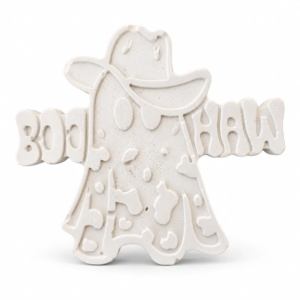 Unpainted Boo Haw Ghost plaster figure on a white background