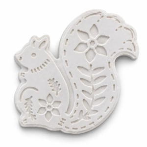 Unpainted Floral Woodland Squirrel Petite plaster figure on a white background