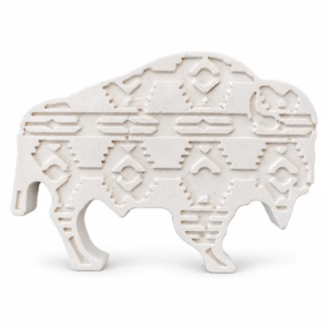 Unpainted Southwest Mosaic Bison plaster figure on a white background
