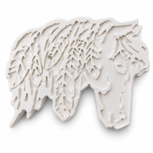 Unpainted Wild Mane Horse plaster figure on a white background