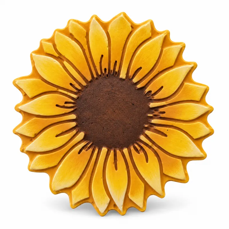 Painted Radiant Sunflower plaster figure on a white background; color inspiration only