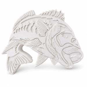 Unpainted Lake Spirit Fish plaster figure on a white background