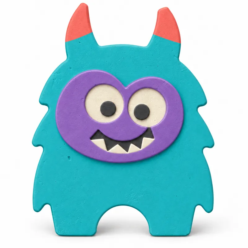 Painted Grinning Little Monster plaster figure on a white background; color inspiration only