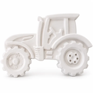 Unpainted Country Tractor plaster figure on a white background