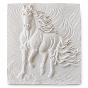 Unpainted Wildheart Running Horse plaster figure on a white background