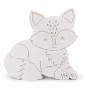 Unpainted Cozy Woodland Fox plaster figure on a white background