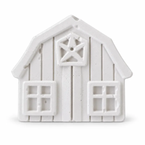 Country Barn unpainted white plaster, front view