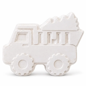 Unpainted Little Dump Truck plaster figure on a white background