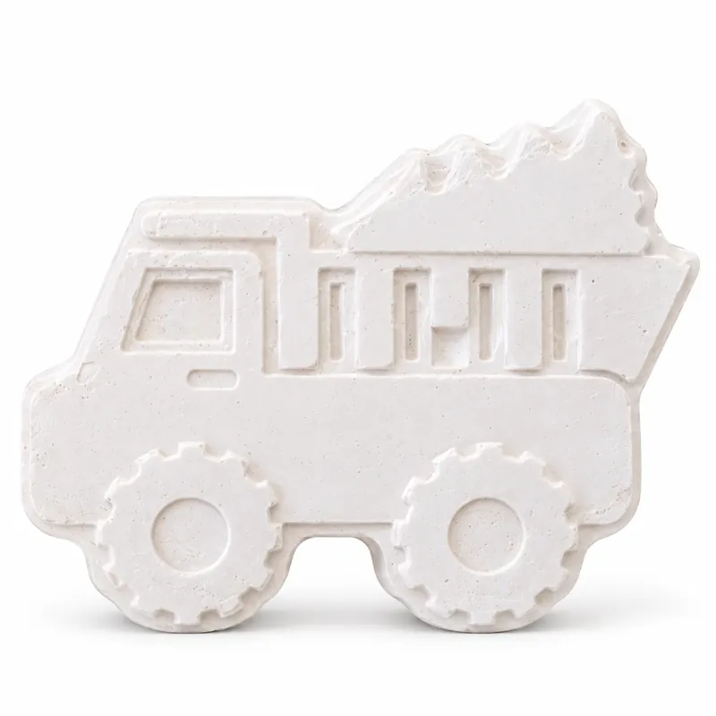 Unpainted Little Dump Truck plaster figure on a white background
