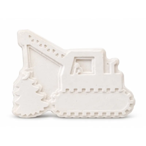 Unpainted Little Digger plaster figure on a white background