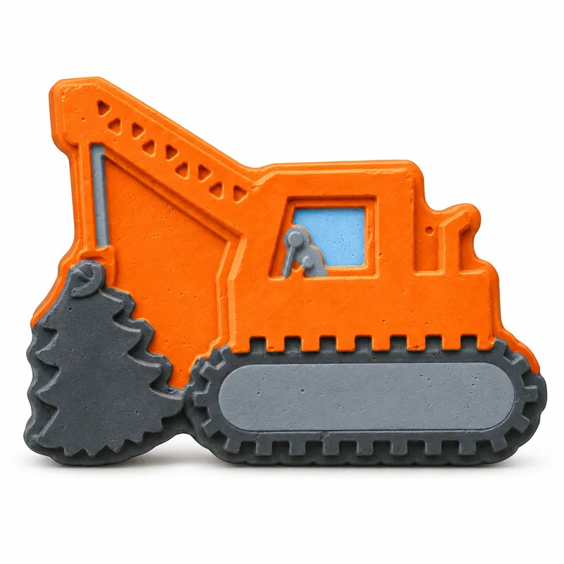 Painted Little Digger plaster figure on a white background; color inspiration only