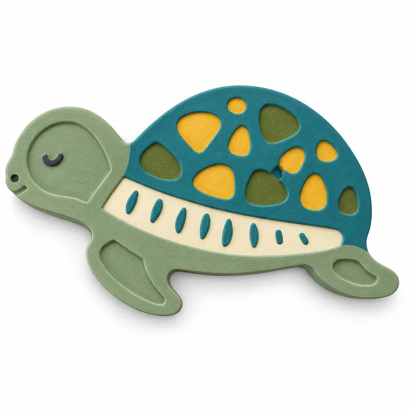 Painted Sunny Turtle Large plaster figure on a white background; color inspiration only