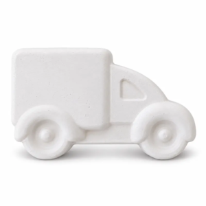 Unpainted Little Delivery Truck plaster figure on a white background