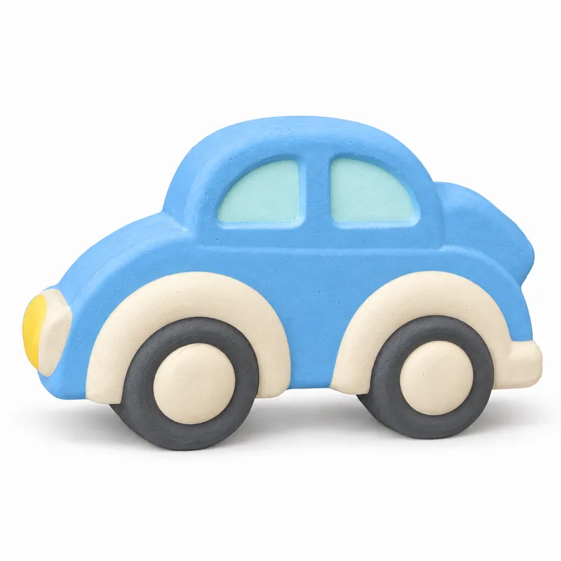 Painted Little City Car plaster figure on a white background; color inspiration only